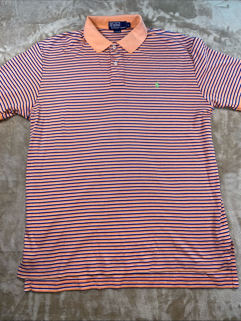 Polo by Ralph Lauren Peach Polo with Navy Stripes